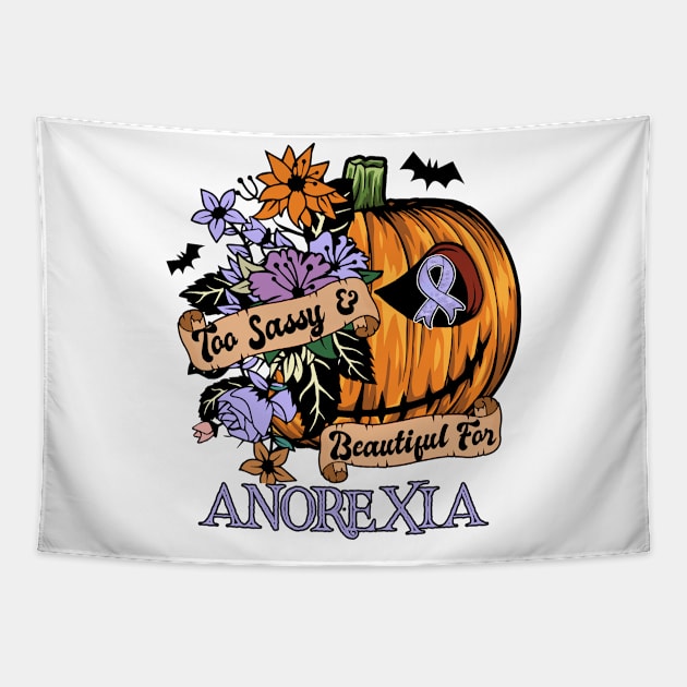 anorexia Awareness - retro halloween scary pumpkin head Tapestry by Lewis Swope