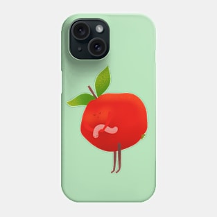 Cute red apple and his cute pet worm, version 2 Phone Case