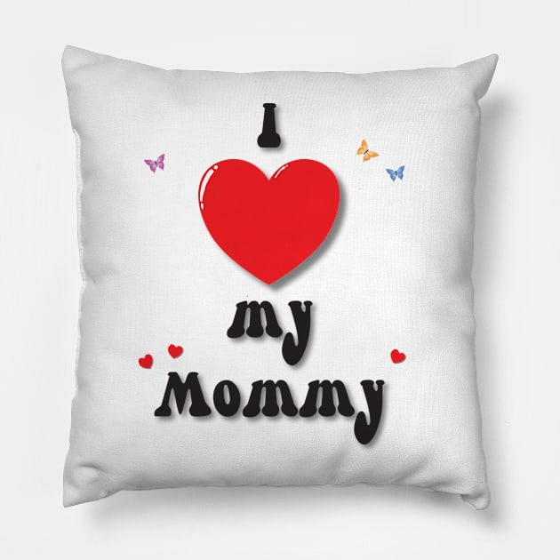 I love my mommy heart doodle hand drawn design Pillow by The Creative Clownfish