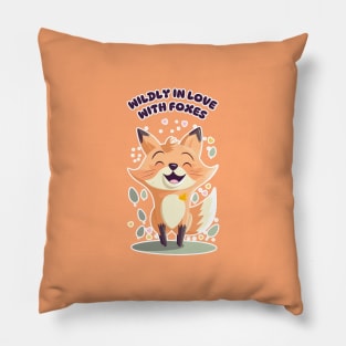 Wildly in Love with Foxes Fun and Cute Animal Print Design Pillow