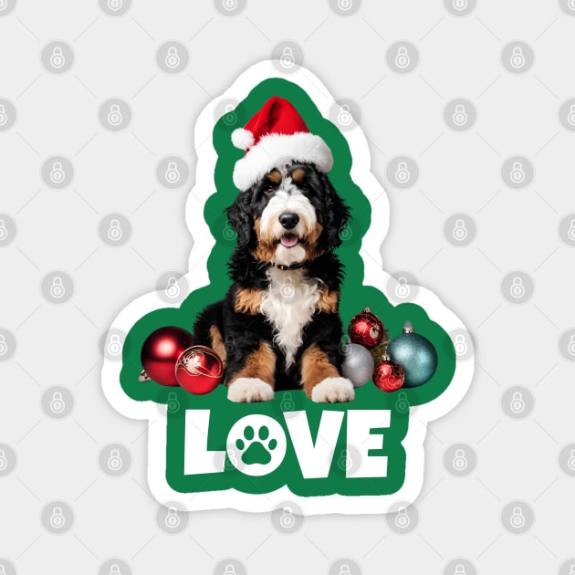 Christmas Bernedoodle LOVE Magnet by Doodle and Things