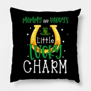 Moms & Daddy Lucky Charm Irish Clovers Kids Boy Girl St Patricks Day Pillow