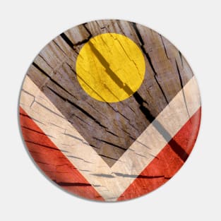 Wood flag of Denver Pin