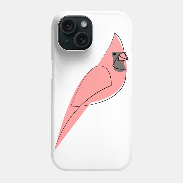 One line Red cardinal Phone Case by addillum