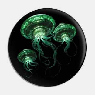 Alien Invasion! Galactic UFO Spaceship Jellyfish Pin