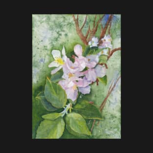 Apple Blossoms, watercolor on Masa T-Shirt