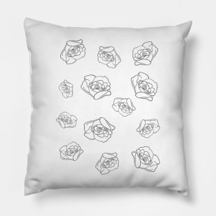 Blooming roses | rose petals | Black-and-white Pillow