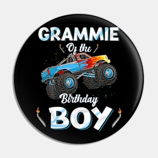 Grammie Of The Birthday Boy Monster Truck Bday Women Men Pin