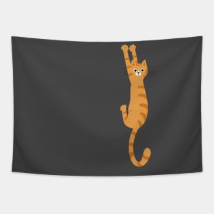 Orange Tabby Cat Hanging On Tapestry