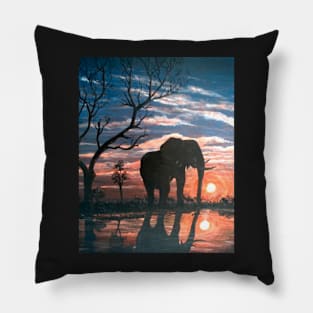 ELEPHANTS MEET AT THE WATER HOLE Pillow