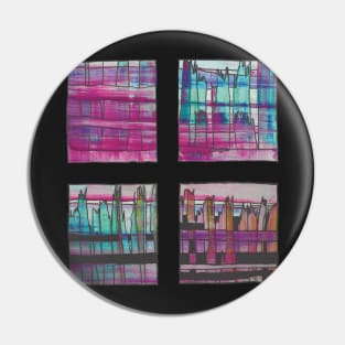 Liminal Space in Pink, Light Blue and Purple through 4 windows Pin