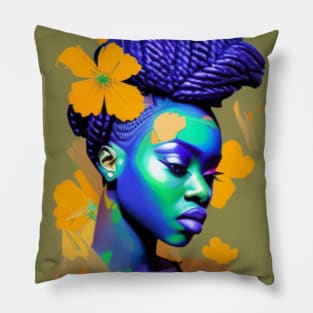 Black beautiful woman portrait 5 Pillow