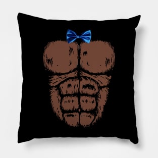 Gorilla Chest with Blue Bow Tie Funny Halloween Monkey Pillow