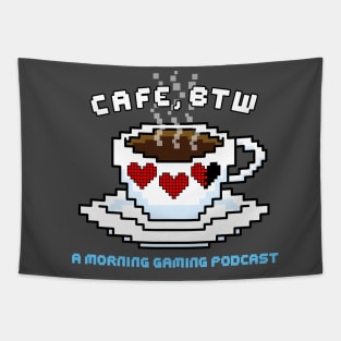 Cafe, BTW pixel art red hearts coffee mug Tapestry