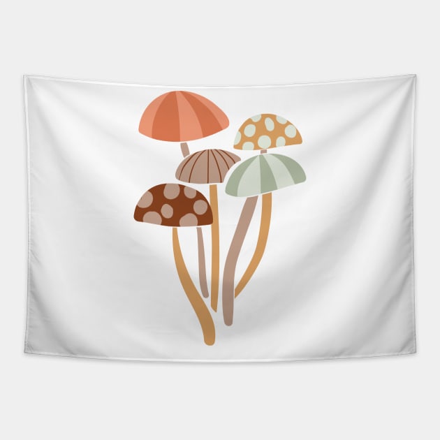 Fun Retro Mushroom Design Tapestry by kuallidesigns