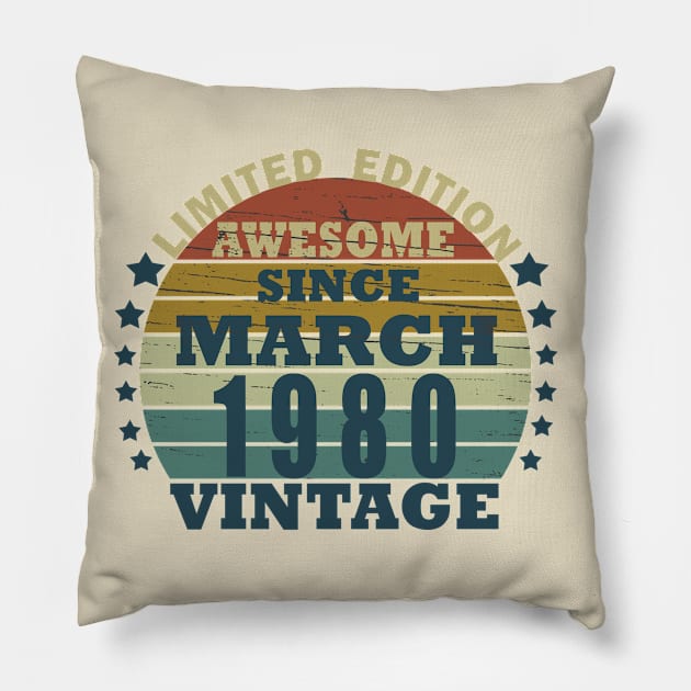 vintage 1980 birthday march Pillow by omitay