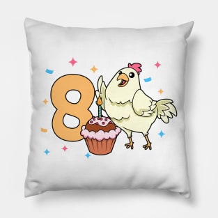 I am 8 with chicken - kids birthday 8 years old Pillow