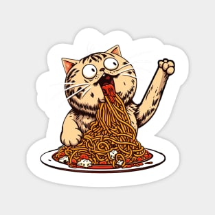 Cat eating spaghetti meme Magnet