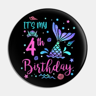 Its My 4Th Birthday Mermaid Girl Theme Party 4 Yrs Old Pin