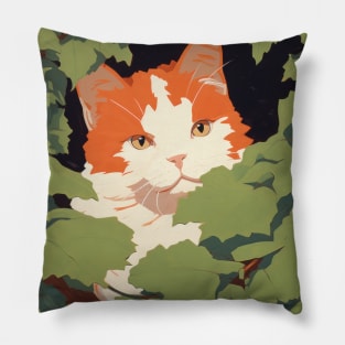 Orange Cat Peeping Painted Style Pillow