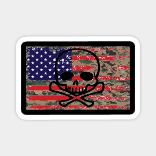 AMERICAN FLAG CAMO SKULL T-SHIRT Magnet