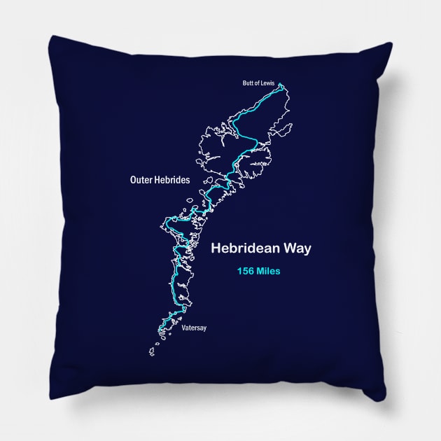 Route Map of Scotland's Hebridean Way Pillow by numpdog