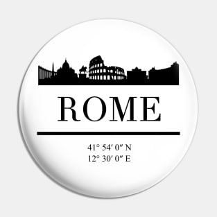 ROME ITALY BLACK SILHOUETTE SKYLINE ART Pin