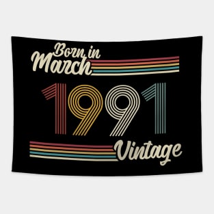 Vintage Born in March 1991 Tapestry