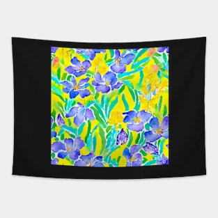 Field of wild irises watercolor Tapestry