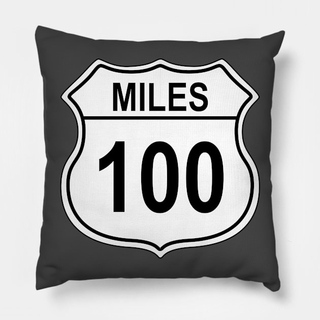 100 Mile US Highway Sign Pillow by IORS