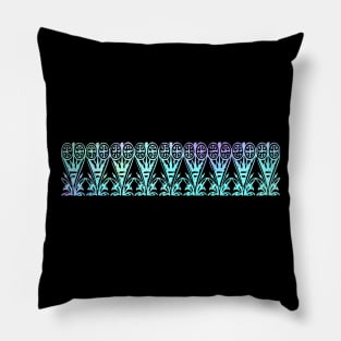 Aqua Abstract Flower Silhouette Art Pillow