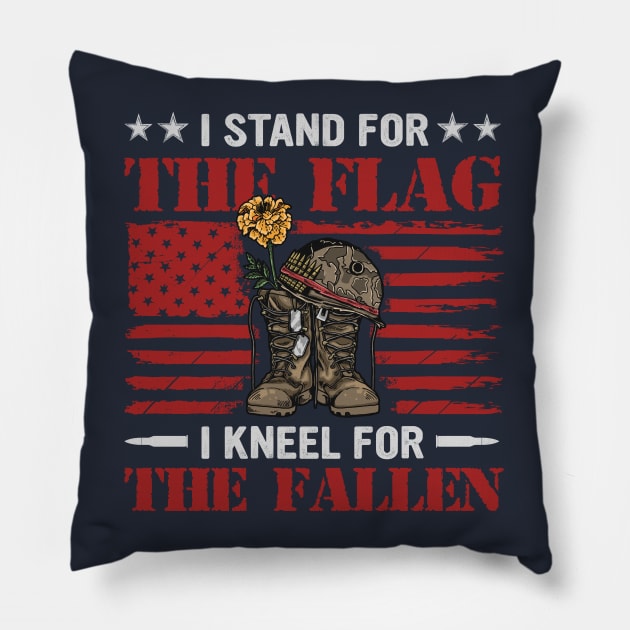 I Stand for the Flag Kneel for the Fallen Pillow by Mystik Media LLC