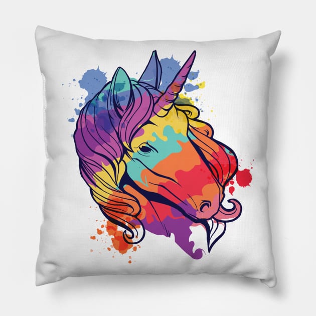 Unicorn Rainbow colorful birthday gift Pillow by Midoart