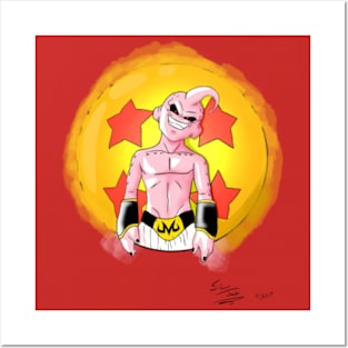 Kid buu Dragon Ball Z Face - Drawing DBZ Majin Buu Poster by eLedesign22