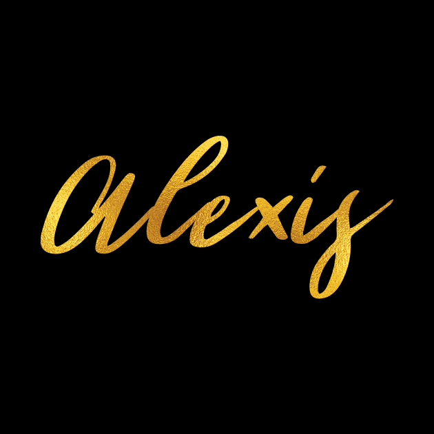Alexis Name Hand Lettering in Gold Letters by Pixel On Fire