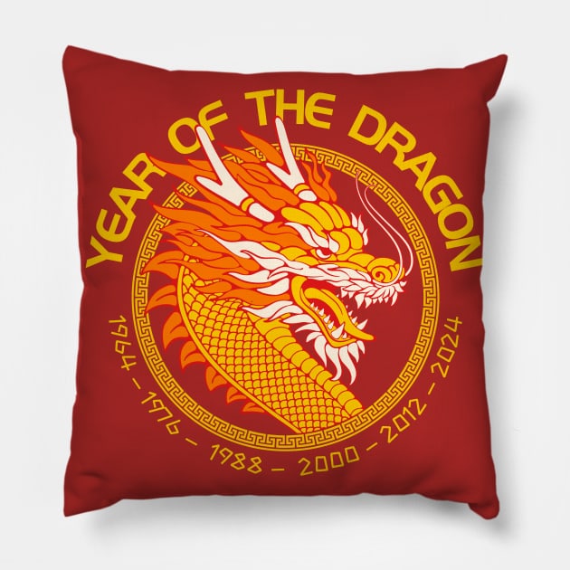 Chinese New Year of the Dragon Pillow by Ray Crimson