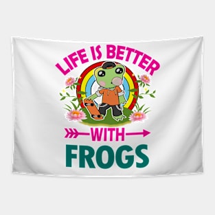 Life Is Better With Frogs Tapestry