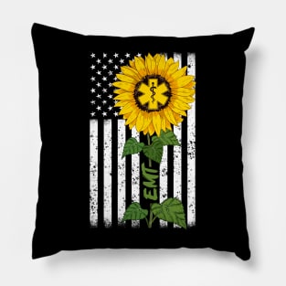 Nursing American Flag EMT Sunflower EMT Nurse Pillow