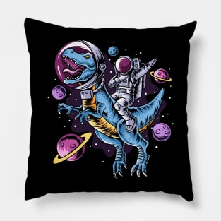 Astronaut With T-Rex Pillow