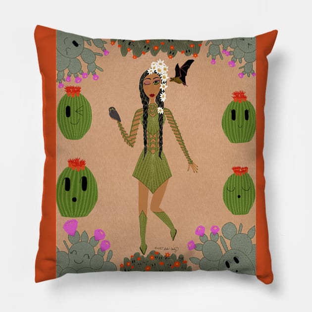 Sonoran Desert Cactus Faerie Pillow by DebiCady