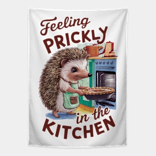 Feeling Prickly in the Kitchen Funny Chef Hedgehog Tapestry