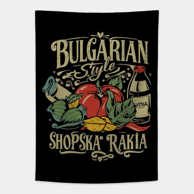 Bulgarian Style: Shopska Salad Rakia Drink Tapestry by Pistacchio Gift