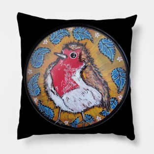 Red Rocking Robin Bird by LowEndgraphics Pillow