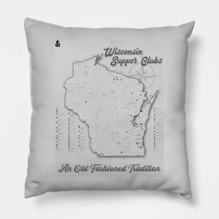 Wisconsin Supper Club Map Pillow