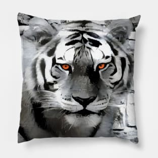 Tiger Black and White Spray Paint Wall Pillow