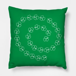 Small Shamrock White Line Spiral St Patricks Day Pillow