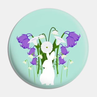 Bunny Silhouette and Spring Wildflowers Pin