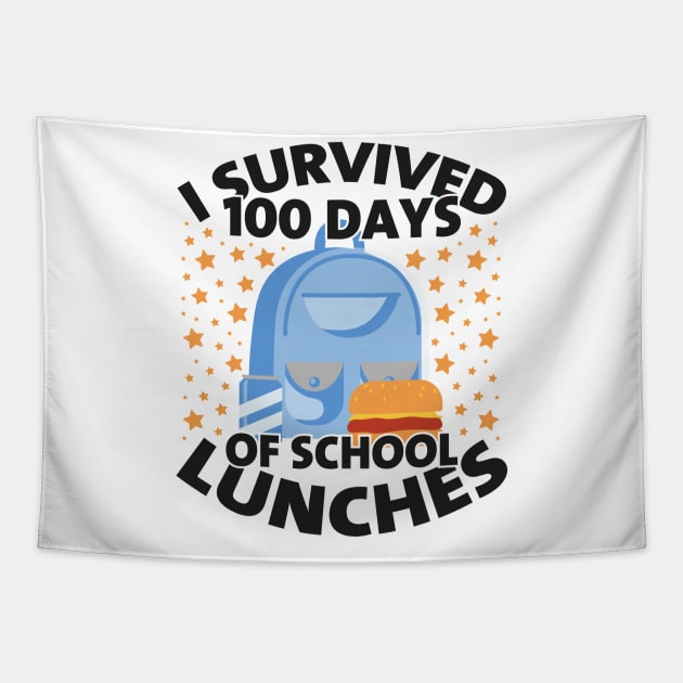 Funny 100 Days of School Lunch Lady, I Survived 100 Days of School Lunches Tapestry by mcoshop