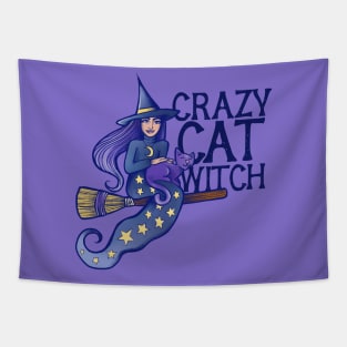 Crazy cat witch Tapestry