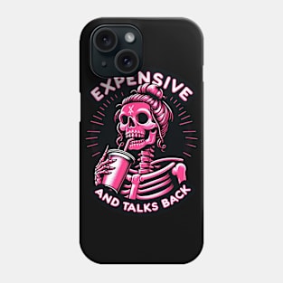 Expensive and Talks Back Skeleton With Coffee Cup Phone Case